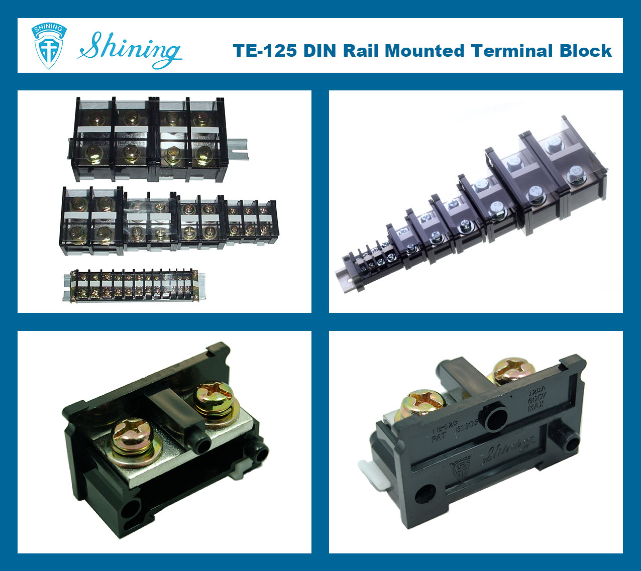 TE-125 Din Rail Mounted 600V 125A Terminal Strip
