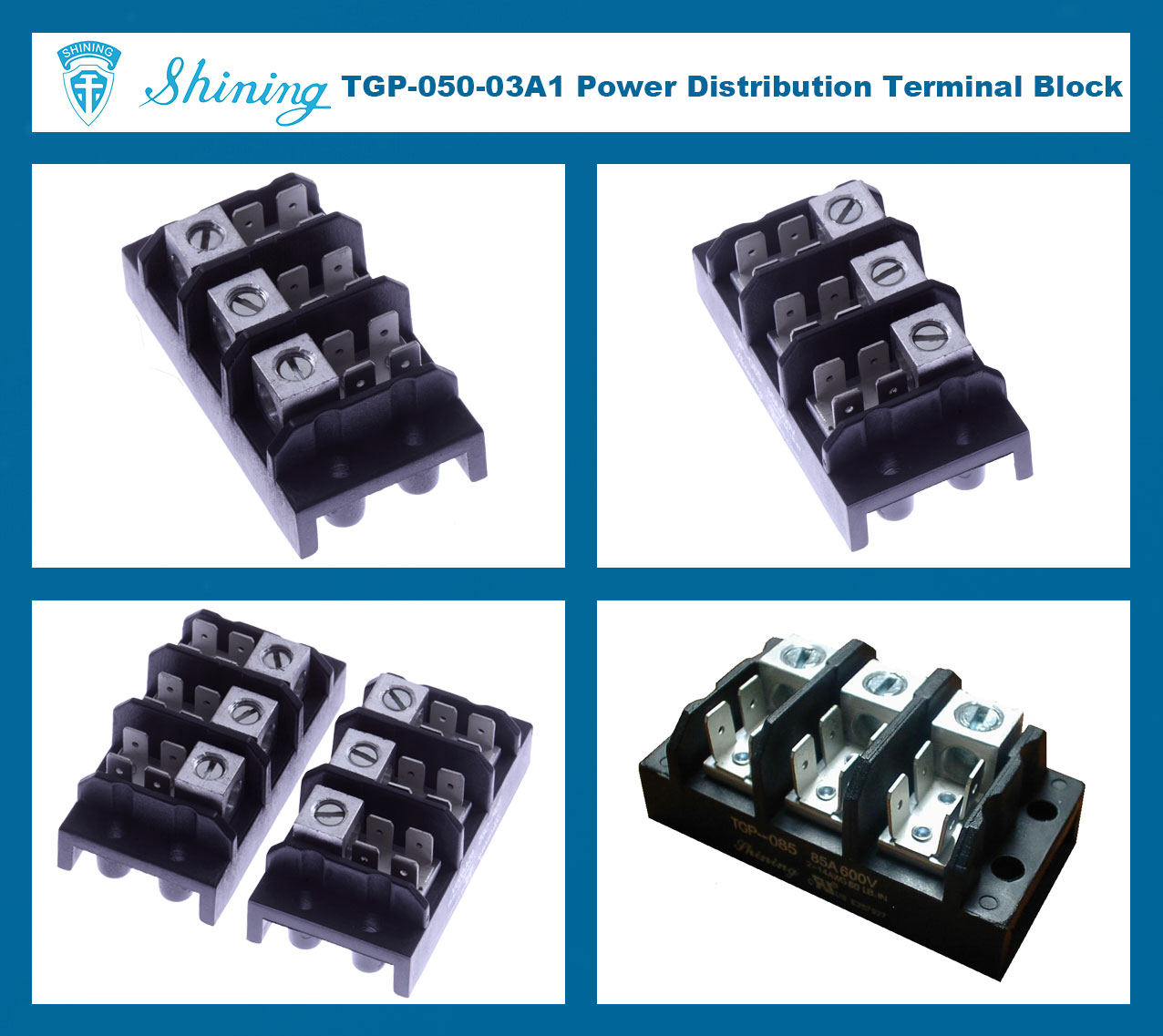 TGP-050-03A1 600V 50A 3 Pole Power Terminal Block