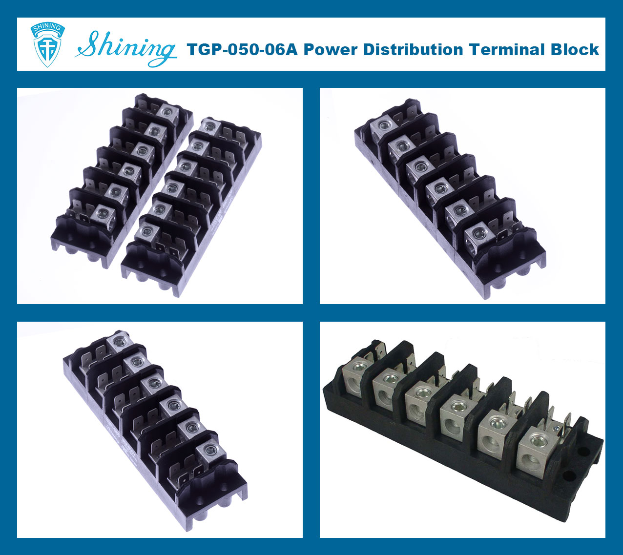 TGP-050-06A 600V 50A 6 Pole Power Terminal Block