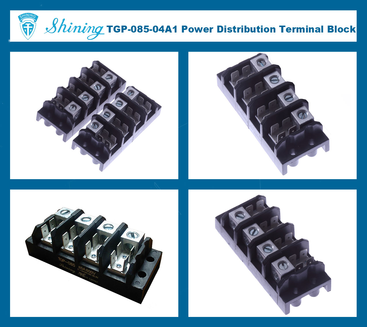 TGP-085-04A1 600V 85A 4 Pole Power Terminal Block