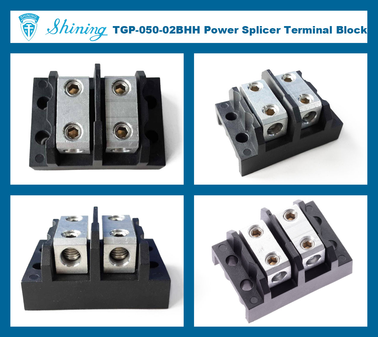 TGP-050-02BHH 600V 50A 2 Pin Power Splicer Terminal Block