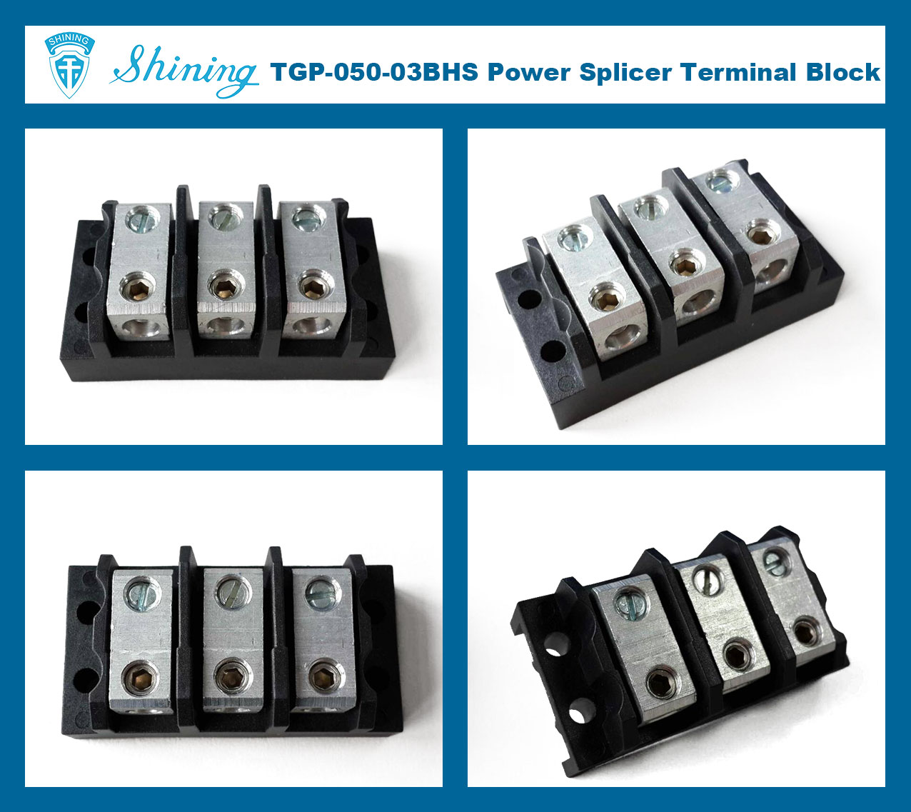 TGP-050-03BHS 600V 50A 3 Pin Power Splicer Terminal Block