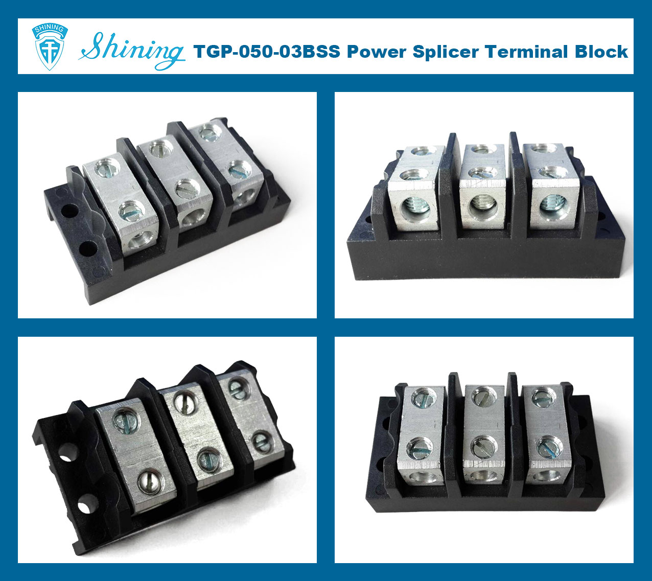 TGP-050-03BSS 600V 50A 3 Pin Power Splicer Terminal Block