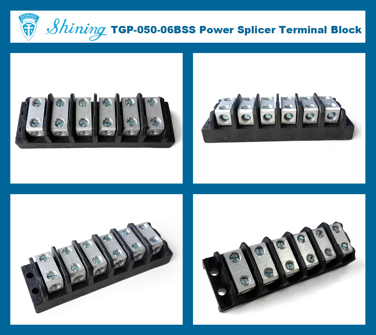 TGP-050-06BSS 600V 50A 6 Pin Power Splicer Terminal Block