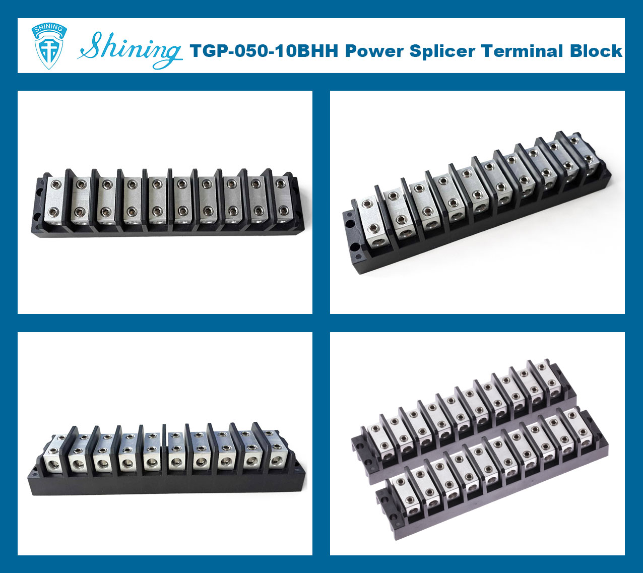 TGP-050-10BHH 600V 50A 10 Pin Power Splicer Terminal Block